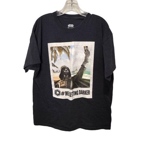 Star Wars Mens T-Shirt Darth Vader # Me Getting Darker Black Crewneck Tee XL - Picture 1 of 5